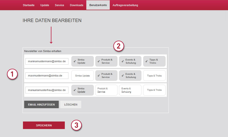 Simba Magazin Newsletteranmeldung